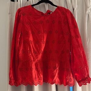 Madewell Red Eyelet Blouse